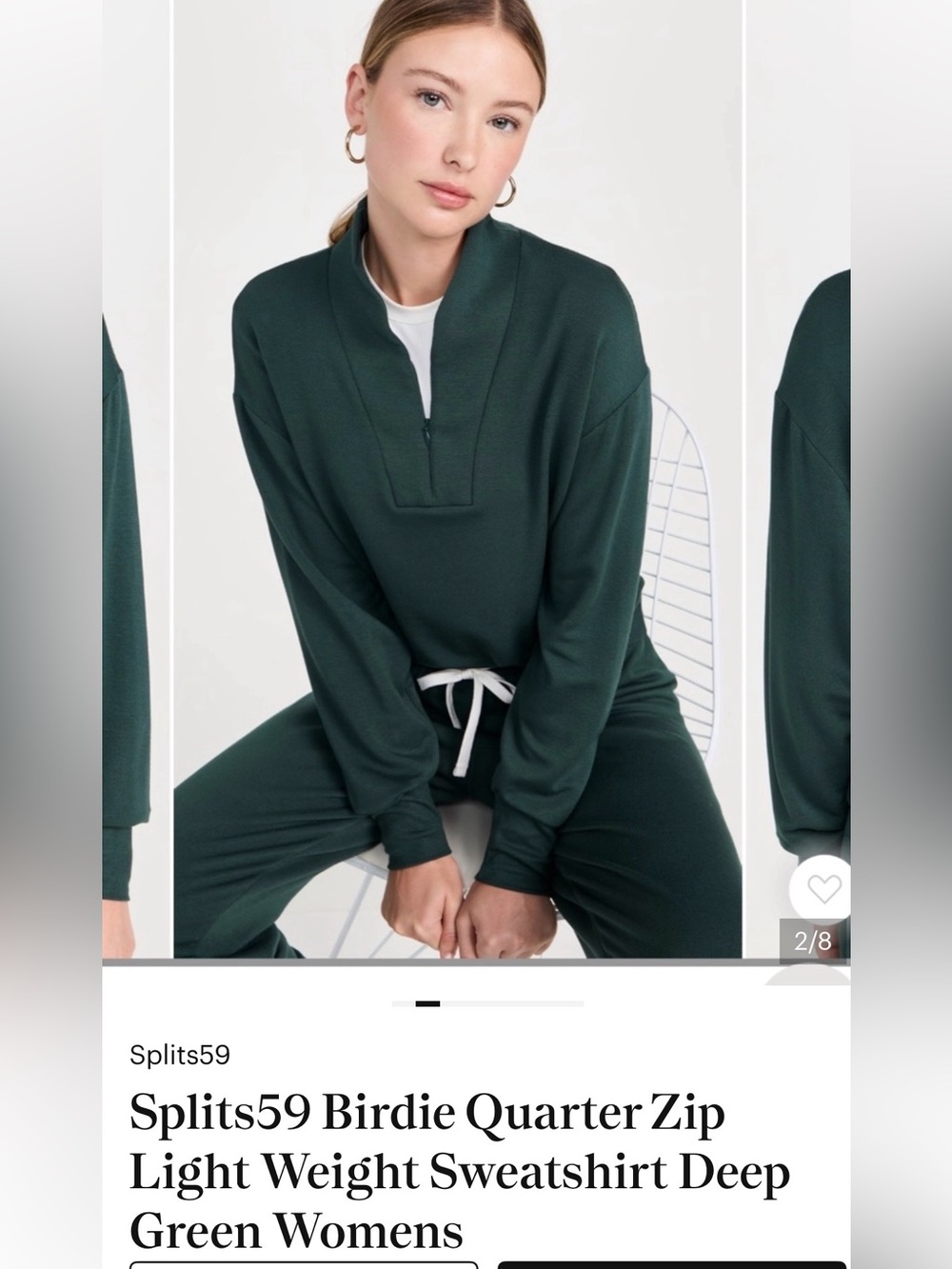 Splits59 Deep Green Birdie Quarter-Zip Sweatshirt and sweatpant set